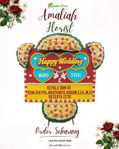 Karangan Papan Bunga Pernikahan di Legokalong